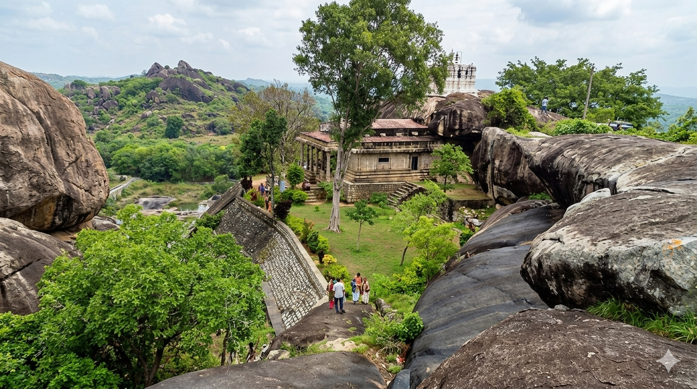 Chitharal Jain Temple — 1st-century Jain bas-reliefs carved into hilltop boulders